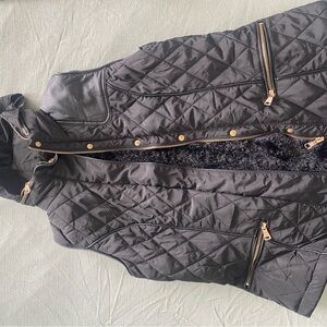 Quilted Black and Gold Vest with Hood